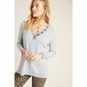 Anthropologie Gray Striped Sweater
